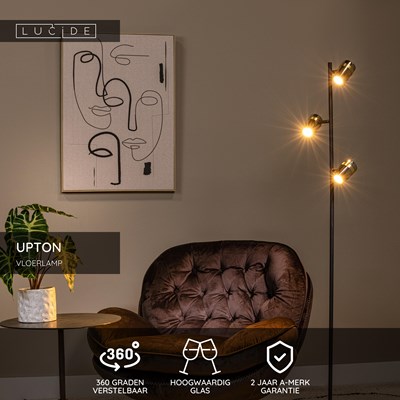 Lucide UPTON - Vloerlamp - 3xGU10 - Fumé